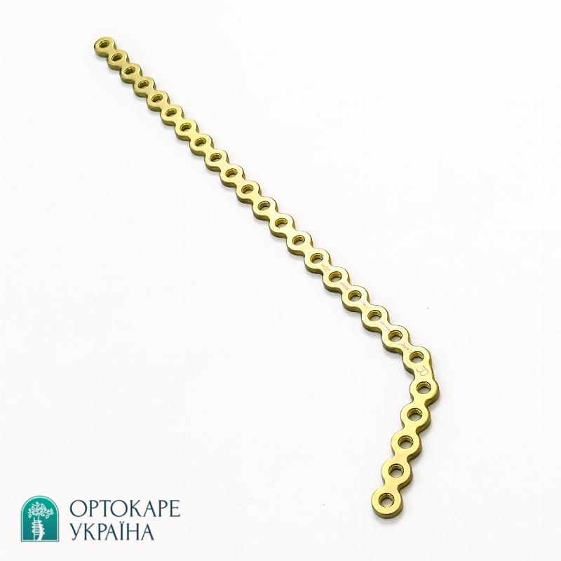 Пластина для реконструкції нижньої щелепи 5+16 отворів, під кутом, права, 2,5 мм